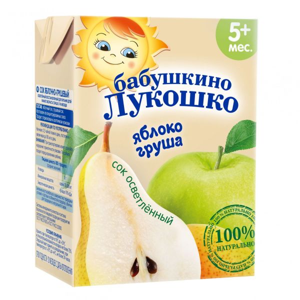 Бабушкино Лукошко сок Яблоко Груша осветленный с 5 месяцев 200мл фотография