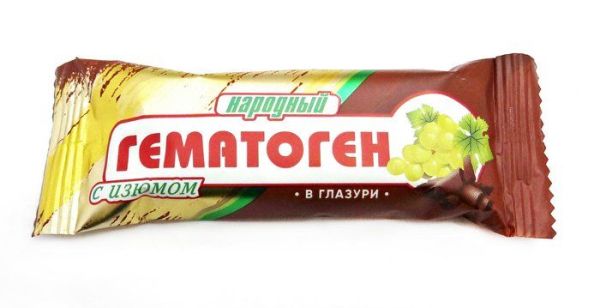 Гематоген Народный с изюмом в шоколаде 40г фотография